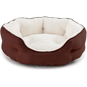 pawsome round cat bed for indoor cats clearance washable dog bed for puppy and kitties with slip-resistant bottom plush flannel pet supplies large brown