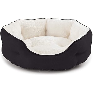 pawsome round cat bed for indoor cats clearance washable dog bed for puppy and kitties with slip-resistant bottom plush flannel pet supplies xxl black