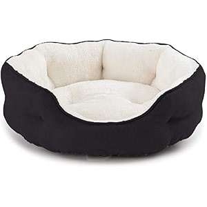pawsome round cat bed for indoor cats clearance washable dog bed for puppy and kitties with slip-resistant bottom plush flannel pet supplies xl black