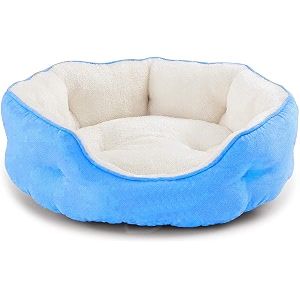 pawsome round cat bed for indoor cats clearance washable dog bed for puppy and kitties with slip-resistant bottom plush flannel pet supplies xl sky