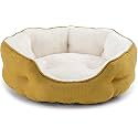 PAWSOME Round Cat Bed for Indoor Cats Clearance Washable Dog Bed for Puppy and Kitties with Slip-Resistant Bottom, Plush Flannel Pet Supplies Large Beige
