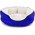 PAWSOME Round Cat Bed for Indoor Cats Clearance Washable Dog Bed for Puppy and Kitties with Slip-Resistant Bottom, Plush Flannel Pet Supplies Large Royal Blue