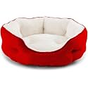PAWSOME Round Cat Bed for Indoor Cats Clearance Washable Dog Bed for Puppy and Kitties with Slip-Resistant Bottom, Plush Flannel Pet Supplies Small Red