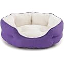 PAWSOME Round Cat Bed for Indoor Cats Clearance Washable Dog Bed for Puppy and Kitties with Slip-Resistant Bottom, Plush Flannel Pet Supplies XL Purple