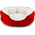 PAWSOME Round Cat Bed for Indoor Cats Clearance Washable Dog Bed for Puppy and Kitties with Slip-Resistant Bottom, Plush Flannel Pet Supplies XXXL Red