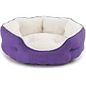 PAWSOME Round Cat Bed for Indoor Cats Clearance Washable Dog Bed for Puppy and Kitties with Slip-Resistant Bottom, Plush Flannel Pet Supplies Medium Purple