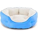 PAWSOME Round Cat Bed for Indoor Cats Clearance Washable Dog Bed for Puppy and Kitties with Slip-Resistant Bottom, Plush Flannel Pet Supplies XXXL Sky
