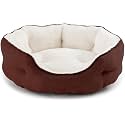 PAWSOME Round Cat Bed for Indoor Cats Clearance Washable Dog Bed for Puppy and Kitties with Slip-Resistant Bottom, Plush Flannel Pet Supplies XL Brown