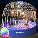 Pawtners 63" Foldable Dog Pool with Sprinkler & RGB LED Light, Blue