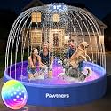 Pawtners 87" Foldable Dog Pool with Sprinkler & RGB LED Light, Blue