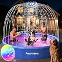 Pawtners Foldable Dog Pool with Sprinkler & RGB LED Light, 72", Blue
