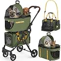 PAWZIDEA Double Pet Stroller with 2 Detachable Carrier for Multiple Pets
