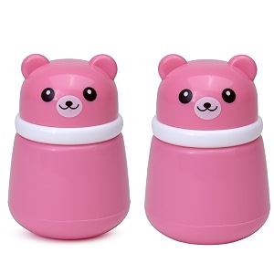 baby powder puff box  bear design  refillable dispenser with soft applicator for newborns amp infants  compact amp travel-friendly container pink amp pink