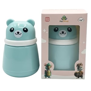 baby powder puff box  bear design  4 pax parrot characters stickers for baby  refillable dispenser with soft applicator for newborns amp infants  compact amp travel-friendly containr turquoise