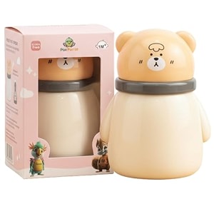 baby powder puff box  bear design  4 pax parrot characters stickers for baby  refillable dispenser with soft applicator for newborns amp infants  compact amp travel-friendly container smart bear