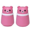 Baby Powder Puff Box – Bear Design | Refillable Dispenser with Soft Applicator for Newborns &amp; Infants | Compact &amp; Travel-Friendly Container (Pink &amp; Pink)