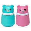 Baby Powder Puff Box – Bear Design | Refillable Dispenser with Soft Applicator for Newborns &amp; Infants | Compact &amp; Travel-Friendly Container (Pink &amp; Turquoise)
