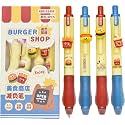 PAXCOO Cute Burger Shop Pen Set of 4,0.5mm Blue Ink Erasable Gel Pens,Kawaii Food Theme Writing,Smooth Writing for School,College,Office,Journaling,Note Taking,Cute Stationery Gift for Kids & Students