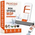 PAXCOO Mini Foldable Desktop Mop for Kitchen, Self-Squeeze Handheld Cleaning Tool, Portable Space-Saving Cleaner, Wet and Dry Cleaning Tool for Home, Kitchen, Bathroom, Floor, Mirror, Car & Office
