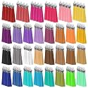 PAXCOO Tassels Charms for Jewelry Making, Keychain Tassels Bulk for Crafts, Leather Key Chain Tassel Charms