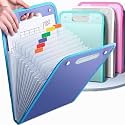 PAXCOO Vertical File Folder Organizer for Desk, 13 Pocket Accordion Expanding A4 Document Holder Stand, Office File Rack for Papers, Magazines &amp; Notebooks, Space Saving Desk File Organizer for Home