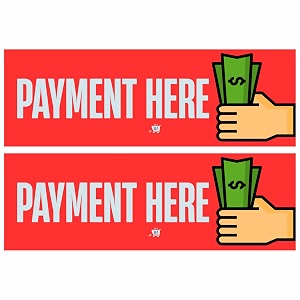 Pay Here Sign Sticker Board 20.5 x