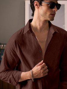 PayalBoutique Men Solid Casual Brown Shirt