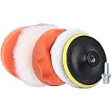 6pcs 5 Inch Buffing Pads Kit with Buffing Wheel for Drill,Sponge and Wool Polishing Pad Set