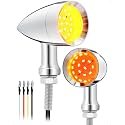 PBYMT Motorcycle Bullet 24 LEDs Turn Signal Lights Amber SMD Blinkers Mount Hole Compatible for Honda Yamaha Suzuki Kawasaki Harley Chopper Bobber (Black) (Chrome/Red and Yellow)