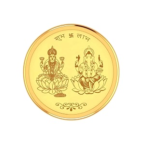 pc jeweller laxmi ganesh yellow gold coin 1 gram 24k 995  24 kt gold coin for birthday wedding akshaya tritiya amp festive gift laxmi ganesh impression
