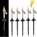 PChero Solar Taper Candles Outdoor Waterproof, 6 Packs Rechargeable Flickering LED Tapered Candlestick with Holders Dusk to Dawn Sensor Lights for Outside Patio Table Windows Decor