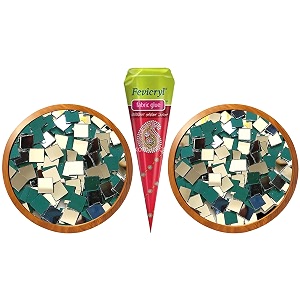 pd craftozone 2 different variety mirror kit for craft work mud art lippan art fabric art madala art jewellery making 210 pieces 105 each with fabric glue cone combo of 2 - squaregreen