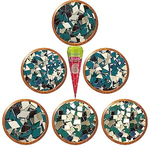 pd craftozone 6 different variety mirror kit for craft work mud art lippan artfabric art madala art ideal for jewellery making 630 pieces 105 each with fabric glue cone combo of 6green