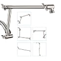 PDPBath Brass 16 Inch Shower Head Extension Arm, Upgrade Flexible Height & Angle Adjustable Shower Arm Extender with Lock Joints, for Fixed Shower Head & Handheld Shower Head, Brushed Nickel
