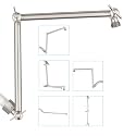PDPBath Shower Extension Arm, 16" Upgrade Solid Brass Shower Head Shower Head Extender, Adjustable Height Extended with G1/2 Universal Connection for Rain & Handheld Shower Head Brushed Nickel