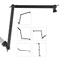PDPBath Shower Extension Arm, 16" Upgrade Solid Brass Shower Head Shower Head Extender, Adjustable Height Extended with G1/2 Universal Connection for Rain & Handheld Shower Head Matte Black