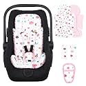 Pea Pod Infant Car Seat Insert with 3 Strap Covers, Reversible Baby Car Seat Head and Body Support, Minky Dot Newborn Carseat Insert for Preemie (Pink Floral)
