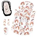Pea Pod Infant Car Seat Insert with 3 Strap Covers, 3 in 1 Reversible Rainbow Baby Car Seat Head Support for Newborn, 3D Soft Minky Carseat Cushion for Preemie to Infant, Stroller, Swing, Bouncer
