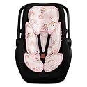 Pea Pod Infant Car Seat Insert 2-in-1 Baby Car Seat Head & Body Support for Newborn Preemie Carseat Stroller Cushion Pad Headrest with Soft Minky Dot Fabric Backing, Rainbow & Floral