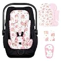 Pea Pod Infant Car Seat Insert with 3 Strap Covers, Reversible Baby Car Seat Head and Body Support, Minky Dot Newborn Carseat Insert for Preemie (Cute Rainbow)