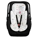 Pea Pod Infant Car Seat Pad 2-in-1 Baby Car Seat Head &amp; Body Support for Newborn Girl Reversible 3 Layer Warm Preemie Carseat Stroller Cushion Headrest with Soft Minky Dot Fabric, Wildflower