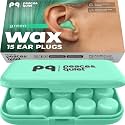 Peace&amp;Quiet PQ Wax Ear Plugs for Sleeping, Silicone, Green, 15 Count