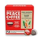 Peace Coffee Tree Hugger Signature Blend Dark Roast Coffee Pods, 72 Count