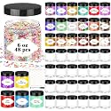 PeacePeo 6 OZ Plastic Jars with Lids,48 Pcs Round Containers for Slime