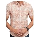 Peach Chevron Printed Cotton Casual Shirt for
