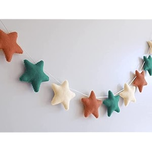 velvet fabric star bunting for kids room and nursery decoration - 12 stars yellow grey 99 cm - party garland