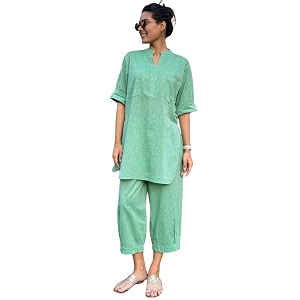 PEACH PIPER Womens Cotton Co-ord Set