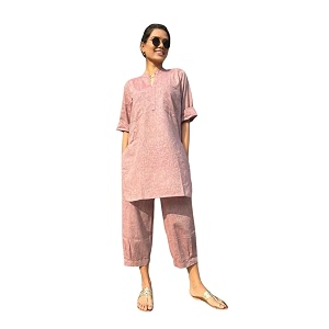 PEACH PIPER Womens Cotton Co-ord Set