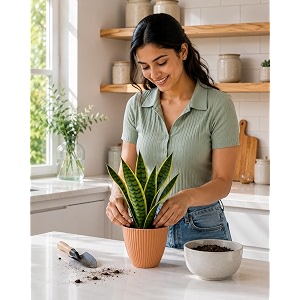 Peach Plastic Flower Pot for Indoor