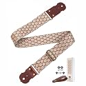 Peacock Eye Guitar Strap - Real Thick Cowhide Ends,Safe Durable,2in Wide Soft Jacquard Embroidered Cotton Adjustable Guitar Straps for Acoustic,Bass &amp; Electric Guitars,Guitarists Gift Set